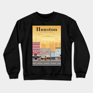 Houston travel poster in a vintage and minimal retro style Crewneck Sweatshirt